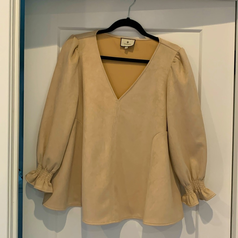Tuckernuck Easton Bone suede blouse